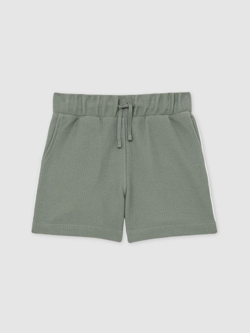 Reiss Sage Green Pinta 3-9 yrs Cotton Textured Piped Shorts