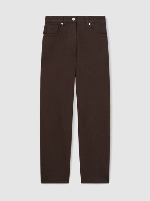Reiss Chocolate Selin Mid Rise Straight Leg Jeans