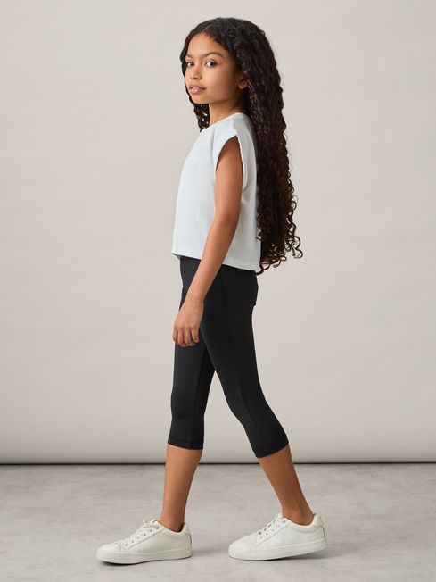 Reiss Black Raye Three-Quarter Length Leggings