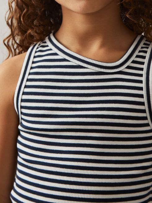 Reiss Navy Ali 4-9 yrs Stretch-Cotton Stripe Asymmetric Vest