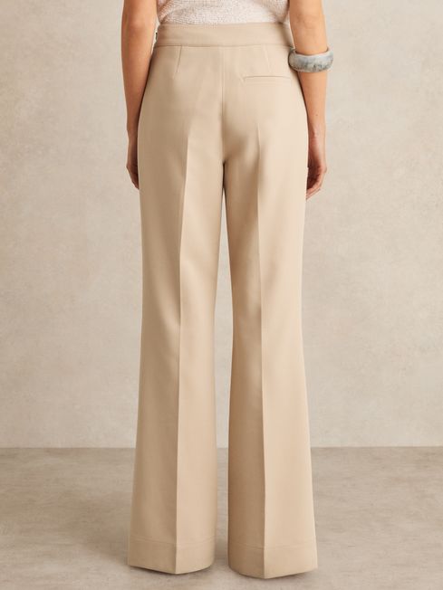 Reiss Neutral Sidney Petite Button-Detail Wide-Leg Trousers
