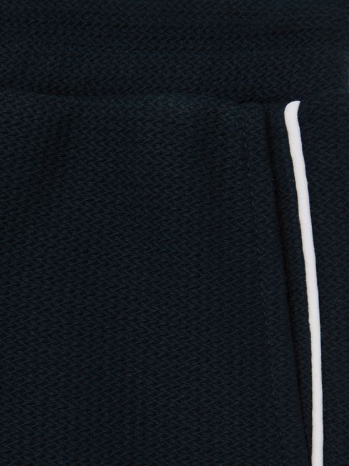 Reiss Navy Pinta Cotton Textured Piped Shorts