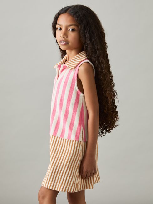 Reiss Pink Felicia 13-14 yrs Towelling Stripe Dress