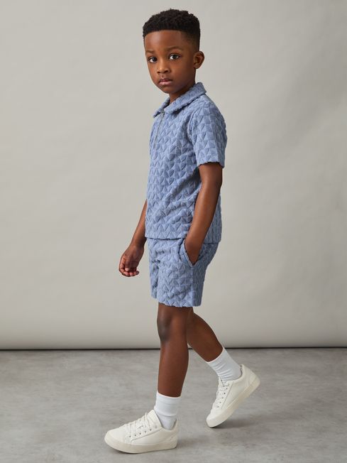 Reiss Airforce Blue Piro 13-14 yrs Textured Towelling Shorts