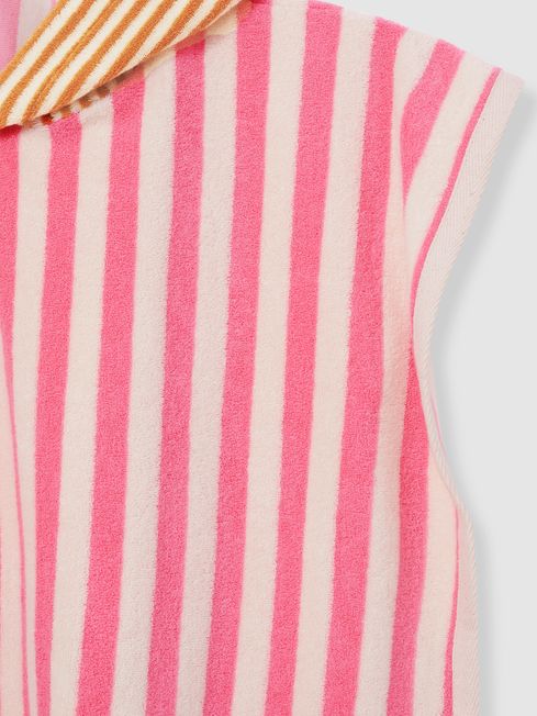 Reiss Pink Ray Towelling Stripe Hooded Cape