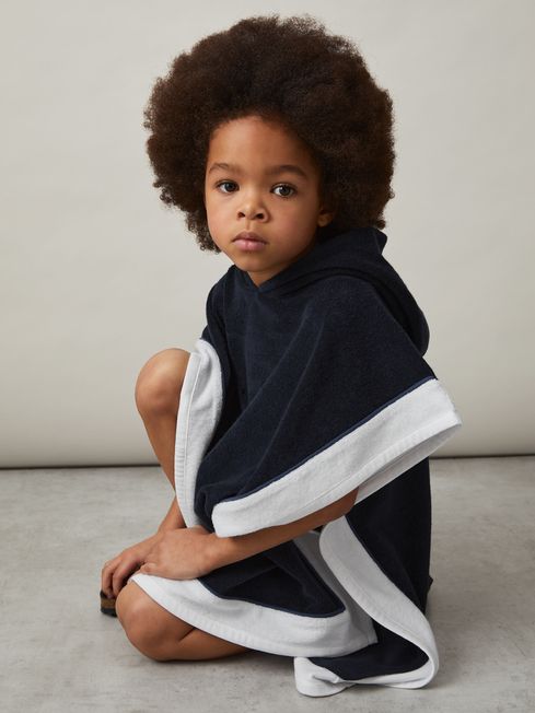 Reiss Navy/Blue/White Marley Colour-Block Hooded Towel