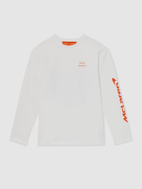 Reiss White Legacy Unisex Fit McLaren F1 Team Tyre-Print T-Shirt