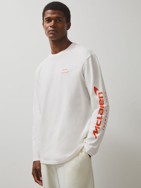 Reiss White Legacy Unisex Fit McLaren F1 Team Tyre-Print T-Shirt