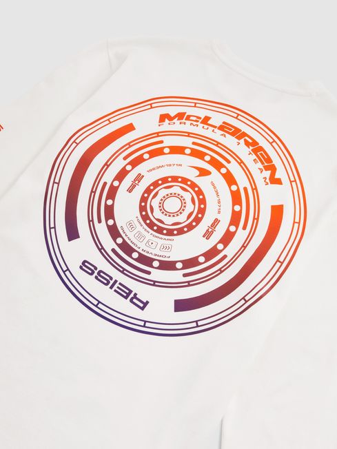 Reiss White Legacy Unisex Fit McLaren F1 Team Tyre-Print T-Shirt