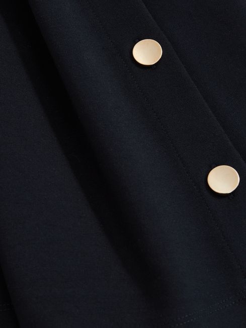 Reiss Navy Cosmo Button Side Sleeveless Top