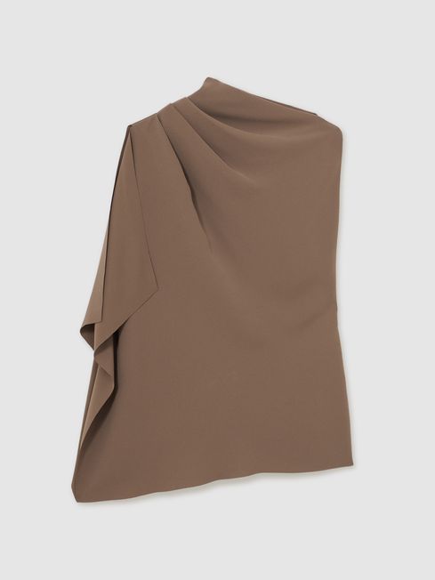 Reiss Mink Elle One-Shoulder Draped Top