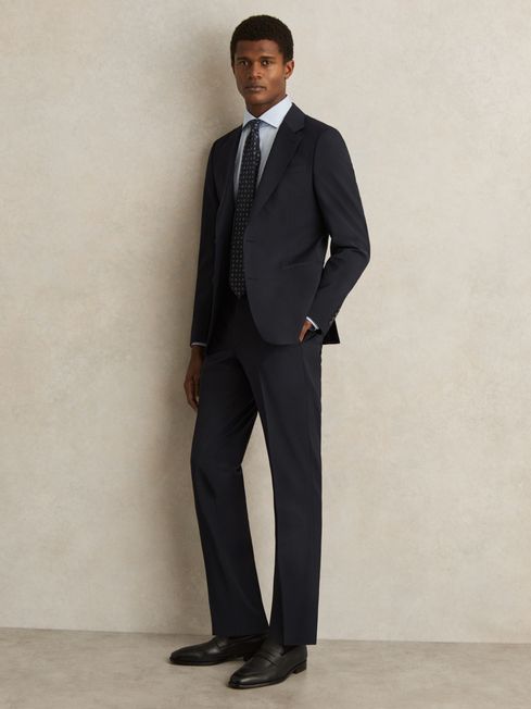 Reiss Navy Promise Slim-Fit Wool-Blend Suit Trousers