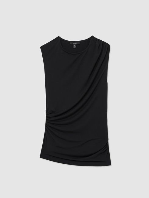 Reiss Black Dani Stretch-Modal Ruched Vest