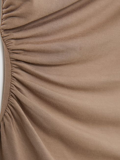 Reiss Mocha Brown Dani Stretch-Modal Ruched Vest