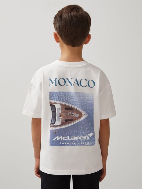 Reiss White/Blue Monaco Unisex Fit McLaren F1 Team Monaco GP T-Shirt