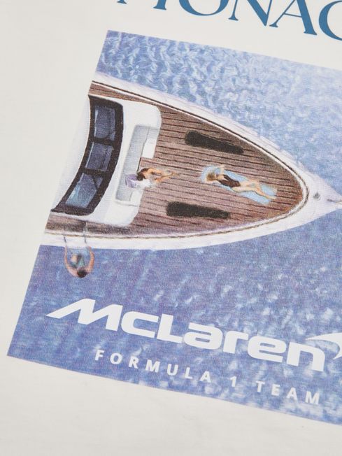 Reiss White/Blue Monaco Unisex Fit McLaren F1 Team Monaco GP T-Shirt