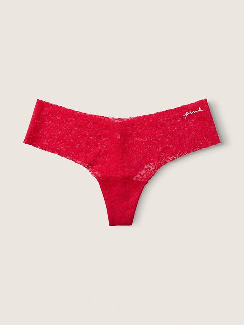 Victoria's Secret PINK Red Pepper Red Thong Lace No Show Knickers
