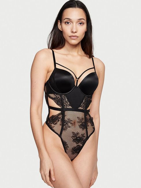 Victoria's Secret Black Fishnet Bombshell Bodysuit