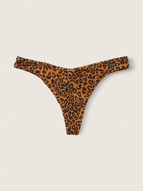 Victoria's Secret PINK Warm Brown Leopard Print Cotton Thong Knicker