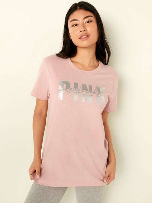 Victoria's Secret PINK Pink Cotton Short Sleeve Campus T-Shirt