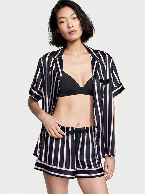 Victoria's Secret Black Classic Stripe Satin Short Pyjamas