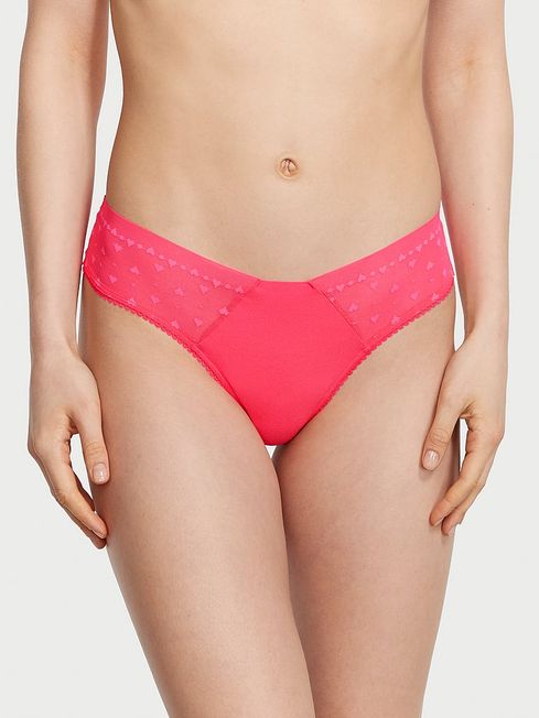 Victoria's Secret Hottie Pink Heart Lace Thong Knickers