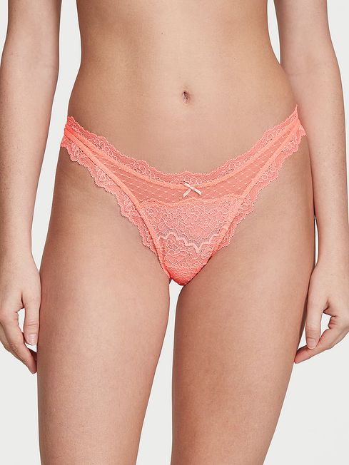 Victoria's Secret Neon Nectar Orange Brazilian Lace Knickers