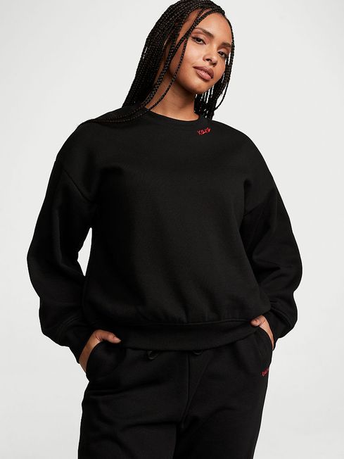 Victoria's Secret Pure Black Fleece Crew Sweatshirt