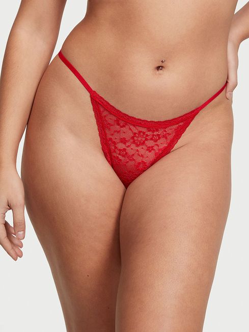 Victoria's Secret Lipstick Red Lacie String Thong Knickers