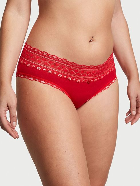Victoria's Secret Lipstick Red Hipster Lace Waist Knickers