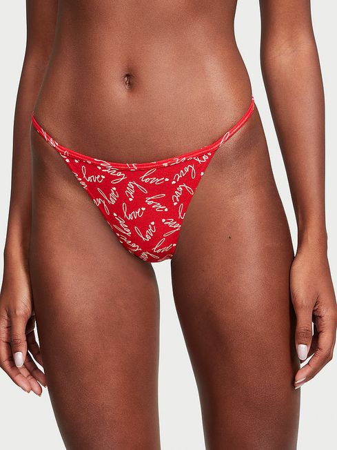 Victoria's Secret Lipstick Red Tossed Love Printed G String Knickers