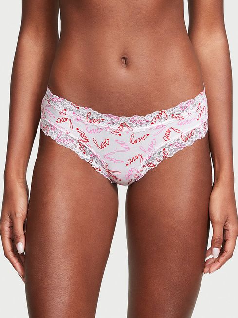 Victoria's Secret Tossed Love Pink Lace Waist Cheeky Knickers