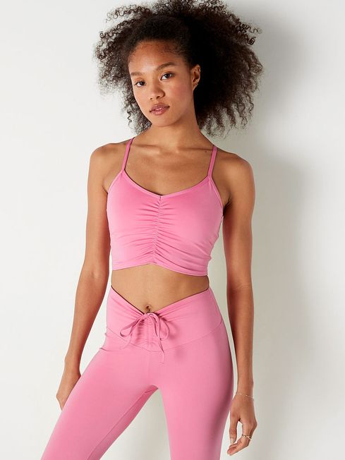 Victoria's Secret PINK Dreamy Pink Ruched Lightly Lined Low Impact Sports Bra