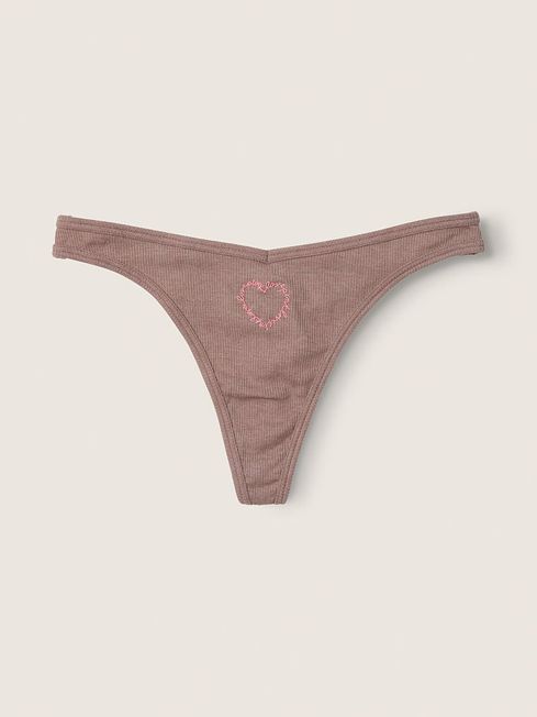 Victoria's Secret PINK Iced Coffee Brown Thong Cotton Knickers
