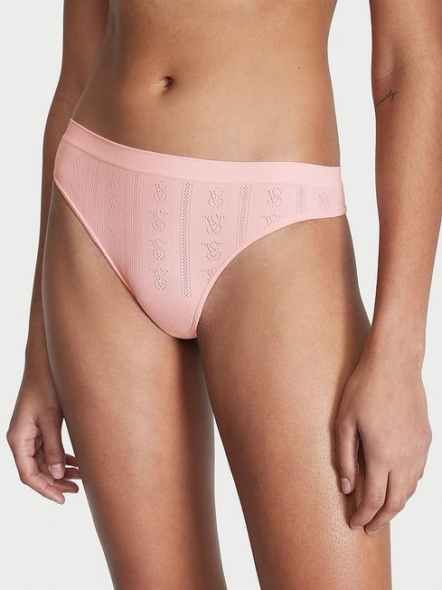Victoria's Secret Pretty Blossom Pink Pointelle Seamless Thong Knickers