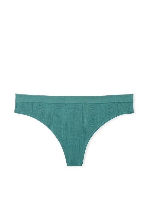 Victoria's Secret French Sage Green Pointelle Seamless Thong Knickers