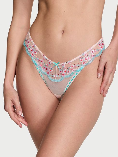 Victoria's Secret Ballet Pink Brazilian Cherry Blossom Embroidered Knickers
