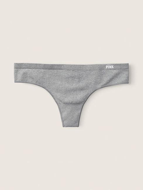 Victoria's Secret PINK Grey Oasis Marl Thong Seamless Knickers
