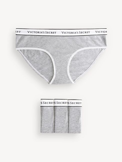 Victoria's Secret Medium Heather Grey Hipster Logo Multipack Knickers