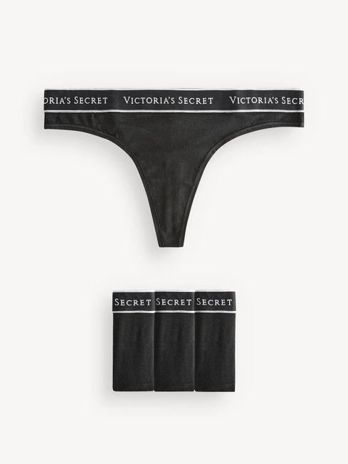 Victoria's Secret Black Thong Logo Multipack Knickers