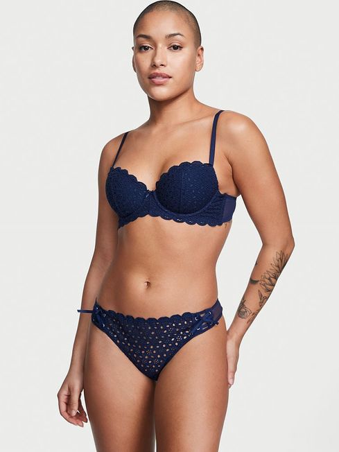 Victoria's Secret Ensign Navy Blue Thong Lace Knickers
