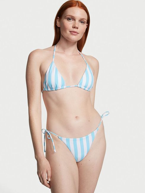 Victoria's Secret Aqua Blue Cabana Stripe Triangle Swim Bikini Top