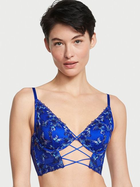 Victoria's Secret Blue Oar Longline Embroidered Bra