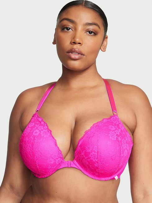 Victoria's Secret Bali Orchid Pink Lace Front Fastening Push Up T-Shirt Bra