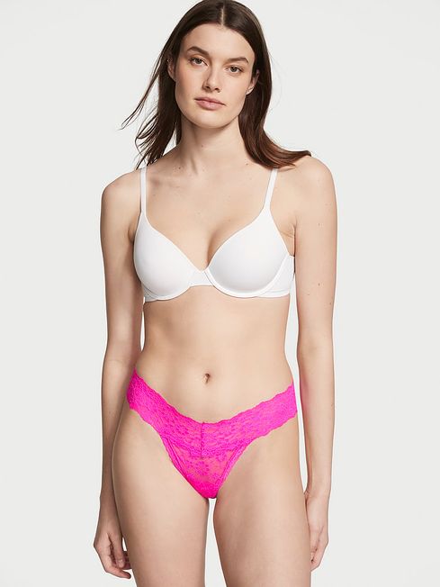 Victoria's Secret Bali Orchid Pink Posey Lace Thong Lace Knickers