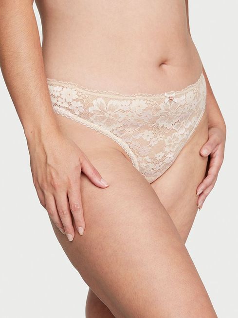 Victoria's Secret Marzipan Nude Lace Thong Knickers