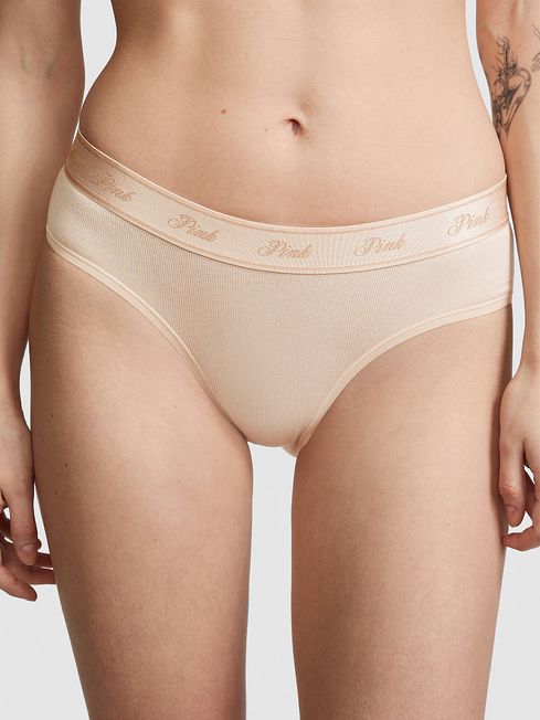 Victoria's Secret PINK Marzipan Nude Cotton Logo Hipster Knickers