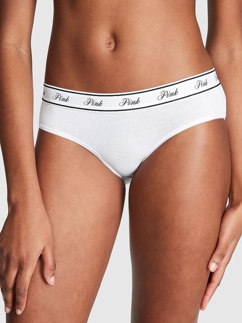 Victoria's Secret PINK Optic White Cotton Logo Hipster Knickers