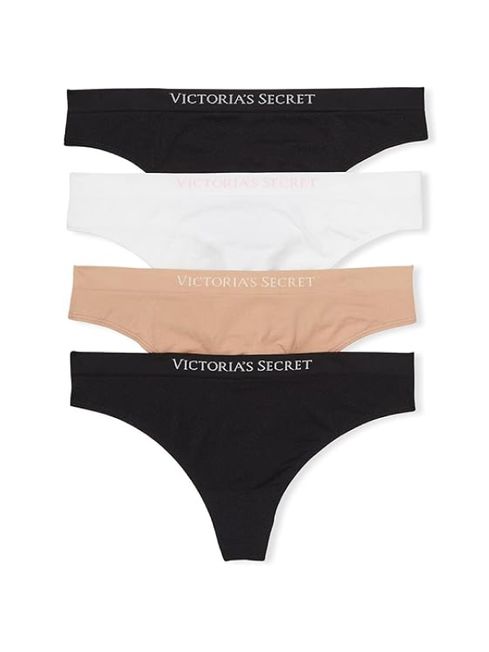 Victoria's Secret Black/Nude/White Thong Multipack Knickers