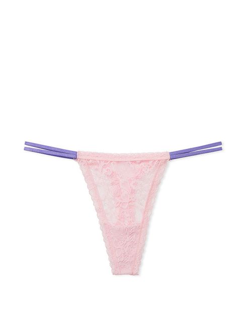 Victoria's Secret Pretty Blossom Pink Paisley Lace Thong Knickers